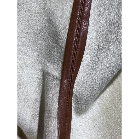 ELIE TAHARI Women's Vegan Leather Brown Caramel Button Down Shirt Jacket Lg New - Picture 15 of 16